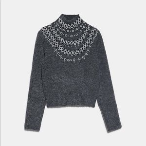 ZARA beaded knit sweater